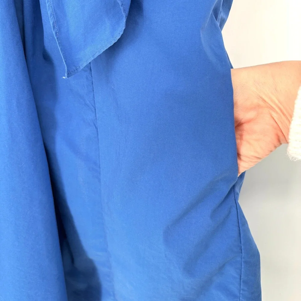 Anthropologie Blue Tassel Ruffled Waistless Mini Dress V-Neck Bold Blue Sz‎ S - Picture 7 of 13